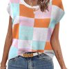 61fLd9oKp6L.jpg Sweater Vest Women Crew Neck Loose Fit Knit Lightweight T Shirts Pullover Casual Summer Outfits
