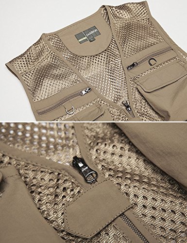 Mens Mesh Quick Dry Outdoor Work Fishing Travel Photo Vest with Multi Pockets